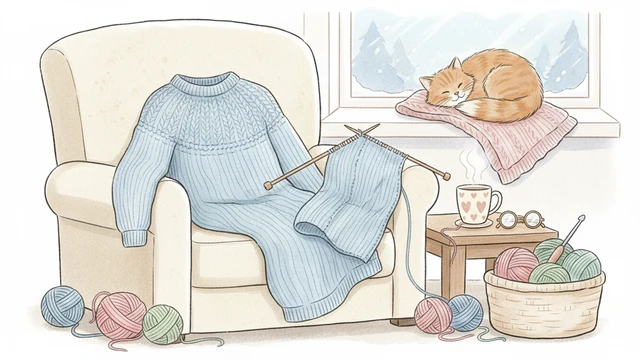 Первый свитер спицами: реглан сверху или со швами — что реально проще