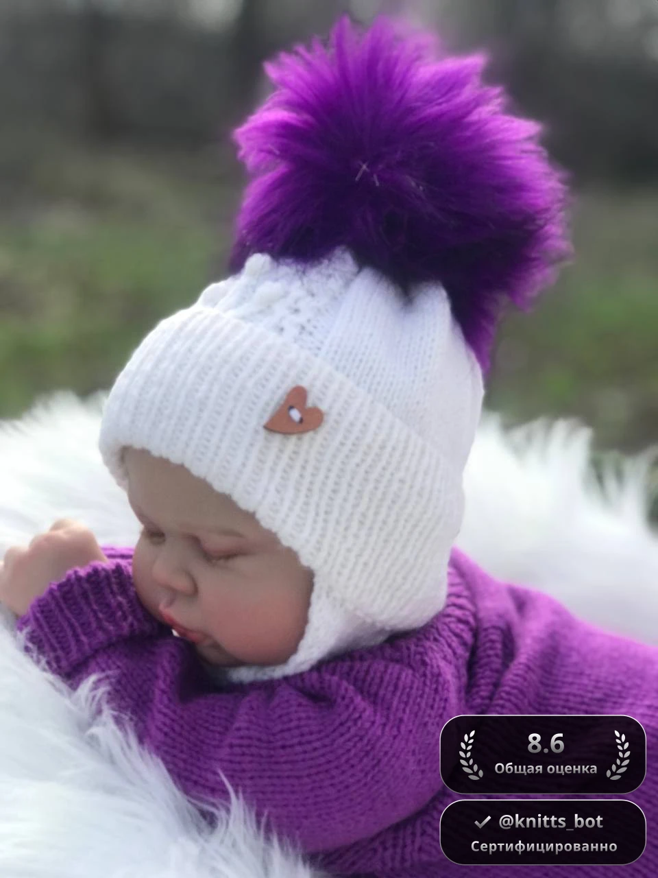 Шапочка "Сиреневая Пушинка" 🎀